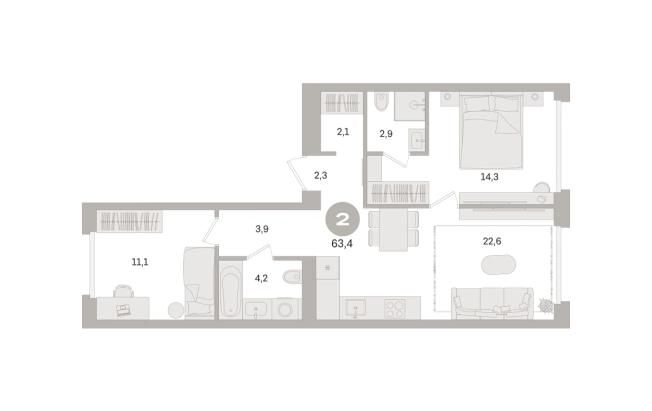 Купить двухкомнатную квартиру на улице Дубининская в Москве. Вариант № 10128313, 0, площадь -  квм, цена 38490000 рублей