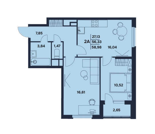. Вариант № 6792912, 0, площадь - 56.68 квм, цена 5554640 рублей