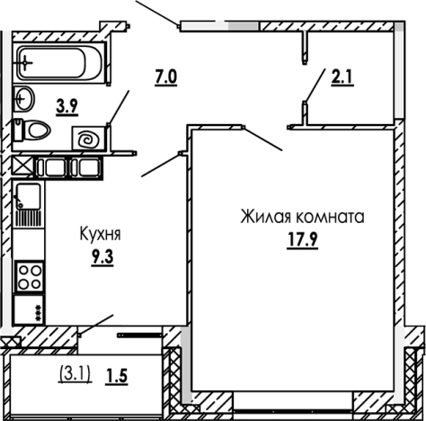 Купить однокомнатную квартиру в Звенигороде. Вариант № 288085, 0, площадь -  квм, цена 5858850 рублей