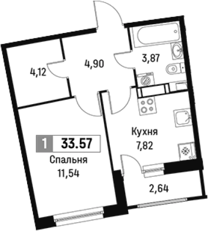 Купить однокомнатную квартиру в ЖК Авиатор в Мурине. Вариант № 6212792, 0, площадь -  квм, цена 5247205 рублей