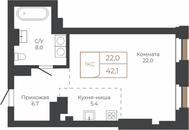 Купить Студию в Барнауле. Вариант № 6841181, 0, площадь -  квм, цена 11737856 рублей