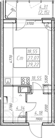 Купить Студию в ЖК Левитан в Мурине. Вариант № 6851906, 0, площадь -  квм, цена 5357159 рублей