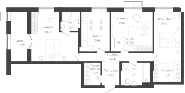 Купить трехкомнатную квартиру в новостройках на улице Южный тракт в Алтайском крае. Вариант № 7629704, 0, площадь -  квм, цена 19679760 рублей