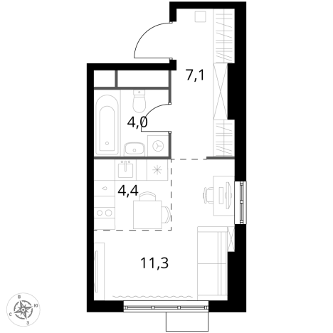 Купить однокомнатную квартиру в ЖК 1-й Химкинский в Химках. Вариант № 9700681, 0, площадь -  квм, цена 6909040 рублей