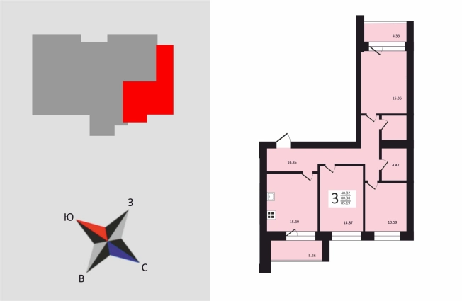 Купить трехкомнатную квартиру на улице Всесвятская в Владимире. Вариант № 69890, 1, площадь -  квм, цена 8007860 рублей
