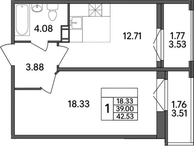 Купить квартиру на улице Рождественская в Ленинградской области. Вариант № 7601287, 0, площадь -  квм, цена 5656490 рублей