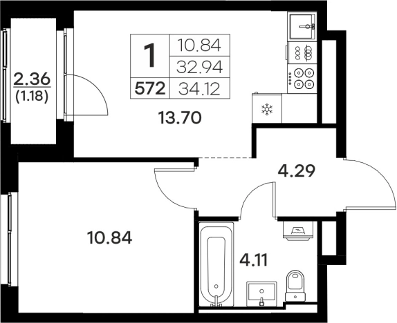 Купить однокомнатную квартиру в ЖК Glorax Октябрьский в Владимире. Вариант № 134184, 0, площадь -  квм, цена 5359999 рублей