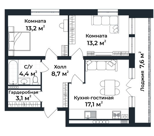 Купить квартиру в новостройках в Коврове. Вариант № 149770, 0, площадь -  квм, цена 10365355 рублей