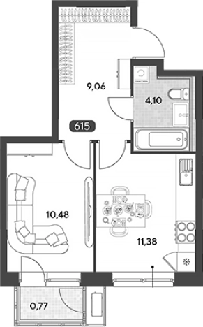 Купить однокомнатную квартиру в Калужской области. Вариант № 120503, 0, площадь -  квм, цена 4510542 рублей