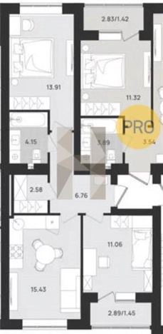 Купить двухкомнатную квартиру в районе Московский в Калининграде. Вариант № 104906, 0, площадь -  квм, цена 5170000 рублей