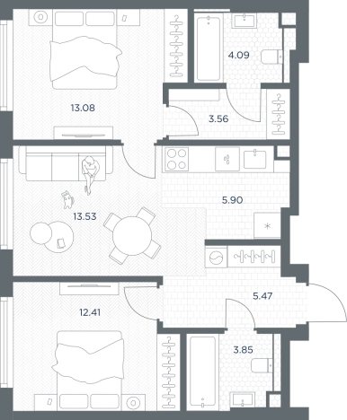 Купить двухкомнатную квартиру в районе Марьина Роща в Москве. Вариант № 9361545, 0, площадь -  квм, цена 32342080 рублей