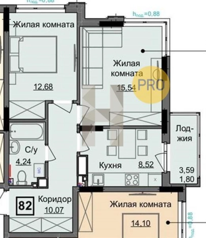 Купить двухкомнатную квартиру в ЖК Семья. Дом на Парковой в Ижевске. Вариант № 71519, 0, площадь -  квм, цена 4330000 рублей
