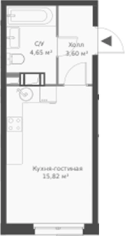 . Вариант № 6058348, 0, площадь - 24.67 квм, цена 3997776 рублей