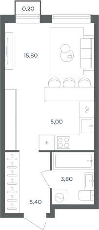Купить Студию в Одинцове. Вариант № 157091, 0, площадь -  квм, цена 6828603 рублей