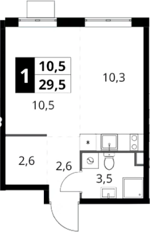 Купить однокомнатную квартиру в ЖК 1-й Шереметьевский в Химках. Вариант № 9822247, 0, площадь -  квм, цена 9469500 рублей