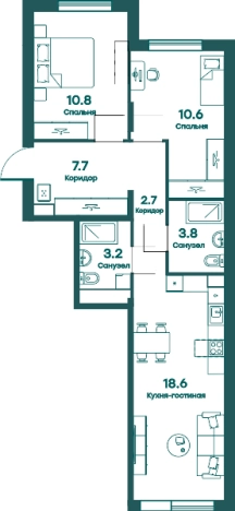 Купить трехкомнатную квартиру в Одинцове. Вариант № 140795, 0, площадь -  квм, цена 9924460 рублей