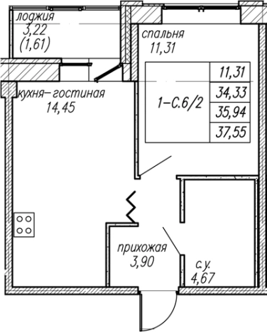 Купить квартиру в ЖК Уютный в Ленинградской области. Вариант № 8063777, 0, площадь -  квм, цена 6015206 рублей