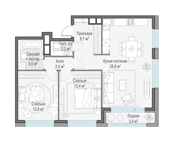 . Вариант № 134416, 0, площадь - 75 квм, цена 21190000 рублей