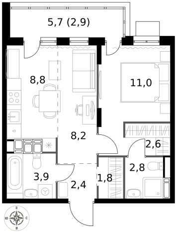 Купить двухкомнатную квартиру у метро Саларьево в Москве. Вариант № 9654573, 0, площадь -  квм, цена 20130960 рублей