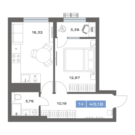 Купить однокомнатную квартиру в новостройках в Тобольске. Вариант № 92886, 0, площадь -  квм, цена 6350000 рублей
