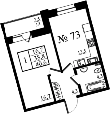 Купить однокомнатную квартиру в новостройках в Гатчине. Вариант № 7259094, 0, площадь -  квм, цена 6876544 рублей