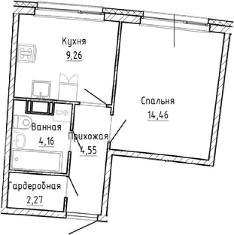 Купить однокомнатную квартиру в ЖК Аквилон RIVA в Мурине. Вариант № 8928269, 0, площадь -  квм, цена 5960365 рублей