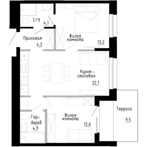 Купить двухкомнатную квартиру в ЖК "7Я" в Владивостоке. Вариант № 9768585, 0, площадь -  квм, цена 13120000 рублей