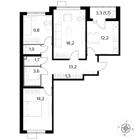 Купить квартиру в ЖК 1-й Лермонтовский в Люберцах. Вариант № 9876777, 0, площадь -  квм, цена 20932380 рублей
