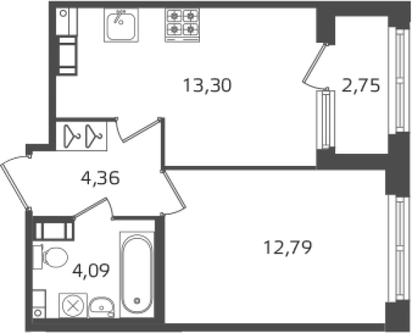 Купить однокомнатную квартиру у метро Выборгская в Санкт-Петербурге. Вариант № 6241668, 0, площадь -  квм, цена 11639980 рублей