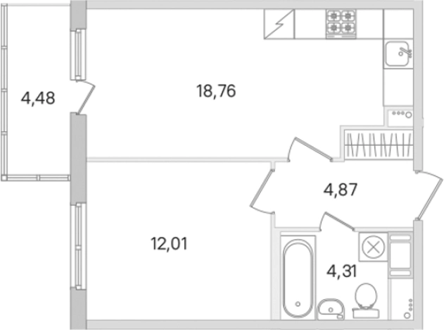 Купить двухкомнатную квартиру в новостройках у метро Проспект Большевиков в Ленинградской области. Вариант № 8488321, 0, площадь - квм, цена 7043185 рублей