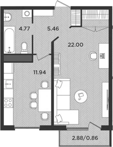 Купить однокомнатную квартиру на улице Цветной проезд в Ленинградской области. Вариант № 7204180, 0, площадь -  квм, цена 7715800 рублей