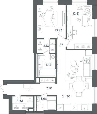 Купить двухкомнатную квартиру в районе Печатники в Москве. Вариант № 1225427, 0, площадь -  квм, цена 28552126 рублей