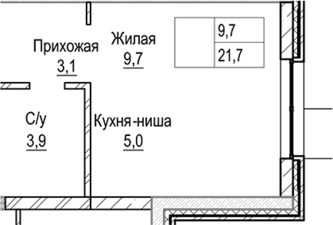 Купить Студию у метро Пятницкое шоссе в Московской области. Вариант № 128123, 0, площадь -  квм, цена 4514360 рублей