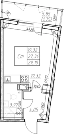Купить Студию в ЖК Левитан в Мурине. Вариант № 6852370, 0, площадь -  квм, цена 5694597 рублей