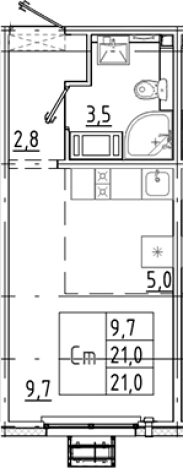 Купить Студию на вторичке в ЖК Цветной город в Санкт-Петербурге. Вариант № 8085642, 0, площадь -  квм, цена 3668448 рублей