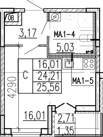 Купить Студию в ЖК Высота в Ленинградской области. Вариант № 9095323, 0, площадь -  квм, цена 3879000 рублей