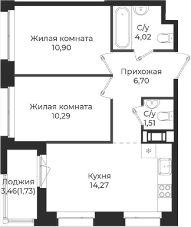Купить квартиру в ЖК Новатория в Ленинградской области. Вариант № 6910787, 0, площадь -  квм, цена 7383348 рублей
