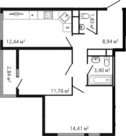 Купить двухкомнатную квартиру на улице Генерала Дьяконова в Химках. Вариант № 142887, 0, площадь -  квм, цена 11733516 рублей