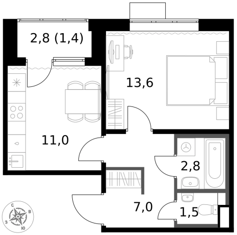 Купить однокомнатную квартиру в ЖК 1-й Химкинский в Химках. Вариант № 9712364, 0, площадь -  квм, цена 9201910 рублей