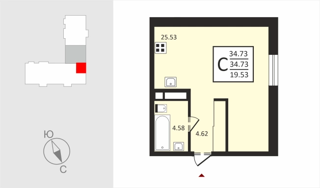 Купить Студию в Владимирской области. Вариант № 113205, 0, площадь -  квм, цена 3750840 рублей