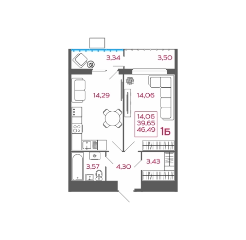 Купить однокомнатную квартиру в ЖК Жилой комплекс "Новобережье" в Пензенской области. Вариант № 2351706, 0, площадь -  квм, цена 4323570 рублей