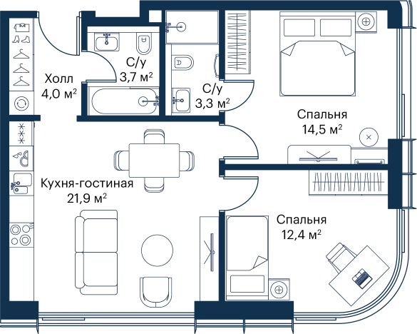 Купить двухкомнатную квартиру в СЗАО в Москве. Вариант № 149227, 0, площадь - квм, цена 33130039 рублей