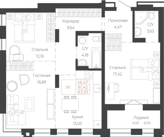 Купить трехкомнатную квартиру в новостройках на улице Южный тракт в Алтайском крае. Вариант № 7630014, 0, площадь -  квм, цена 19975340 рублей