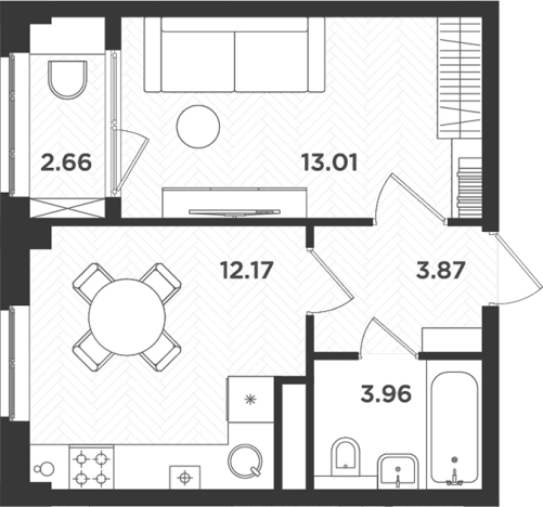 Купить однокомнатную квартиру в ЖК Новокасимово в Ленинградской области. Вариант № 7204328, 0, площадь -  квм, цена 5102808 рублей