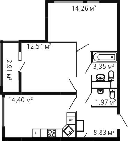 Купить двухкомнатную квартиру в ЖК Миниполис Рафинад в Химках. Вариант № 142901, 0, площадь - квм, цена 11942397 рублей