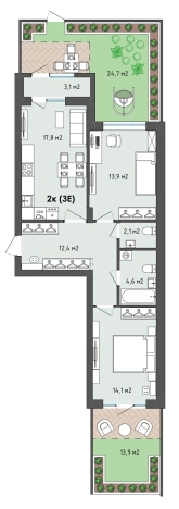 . Вариант № 89178, 1, площадь - 78.1 квм, цена 14267179 рублей