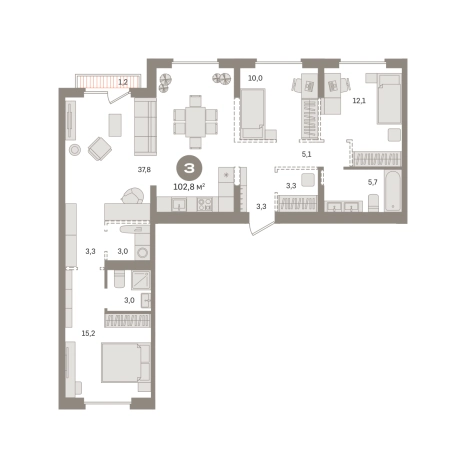 Купить трехкомнатную квартиру у метро Домодедовская в Видном. Вариант № 8615707, 0, площадь -  квм, цена 17060000 рублей