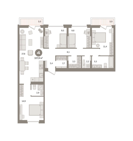 Купить четырехкомнатную квартиру в Московской области. Вариант № 8538414, 0, площадь -  квм, цена 18900000 рублей