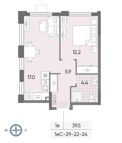 . Вариант № 8182954, 0, площадь - 39.5 квм, цена 16109245 рублей