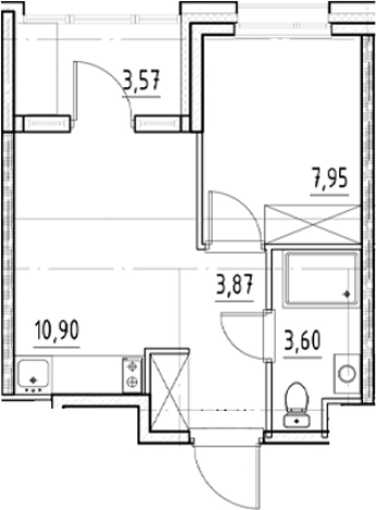 . Вариант № 5559792, 0, площадь - 26.32 квм, цена 10965209 рублей